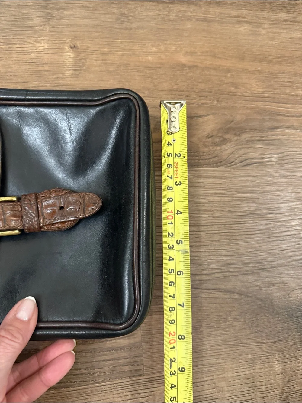 Brahmin Vintage Tuscan Brown Croc-Flap and Black Leather Messenger Bag